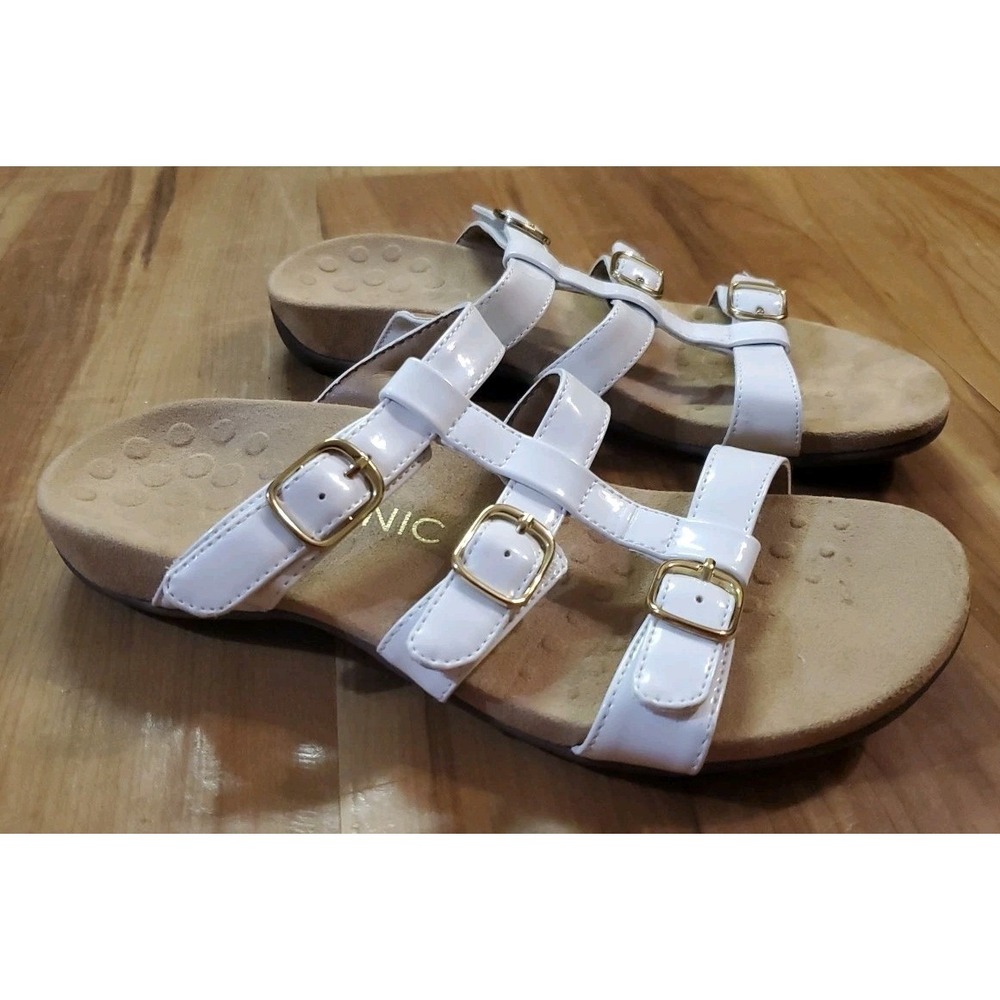 Vionic Misa Sandals Women 8 M White Patent Strappy Gladiator Comfort Adjustable - Picture 4 of 10